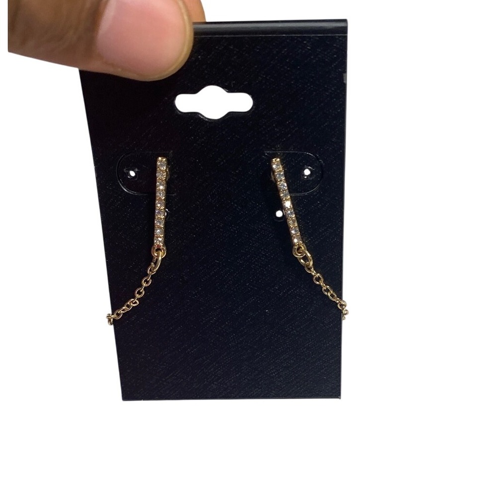 Fashion Jewelry Bar Dangle Chain Earrings Women Gold White Minimalist Dainty